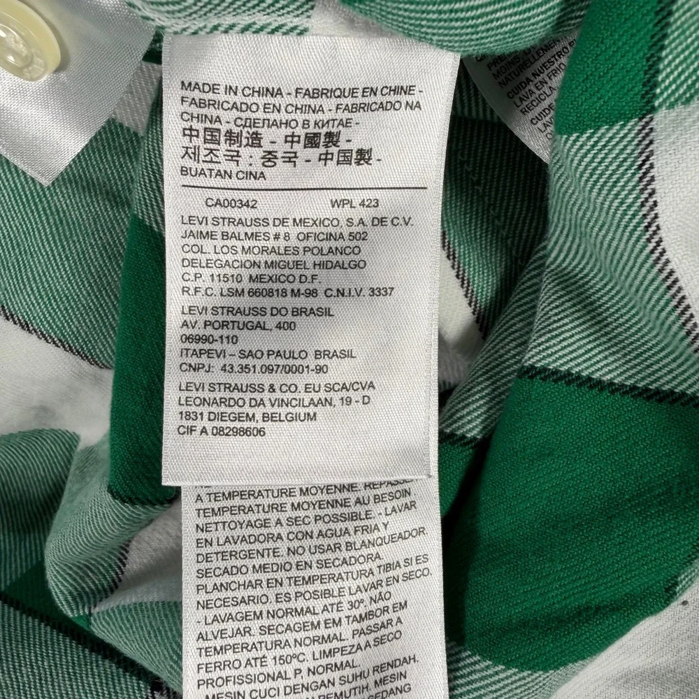 Levis x NBA Boston Celtics Western Flannel Shirt Green Plaid Mens XL #4433